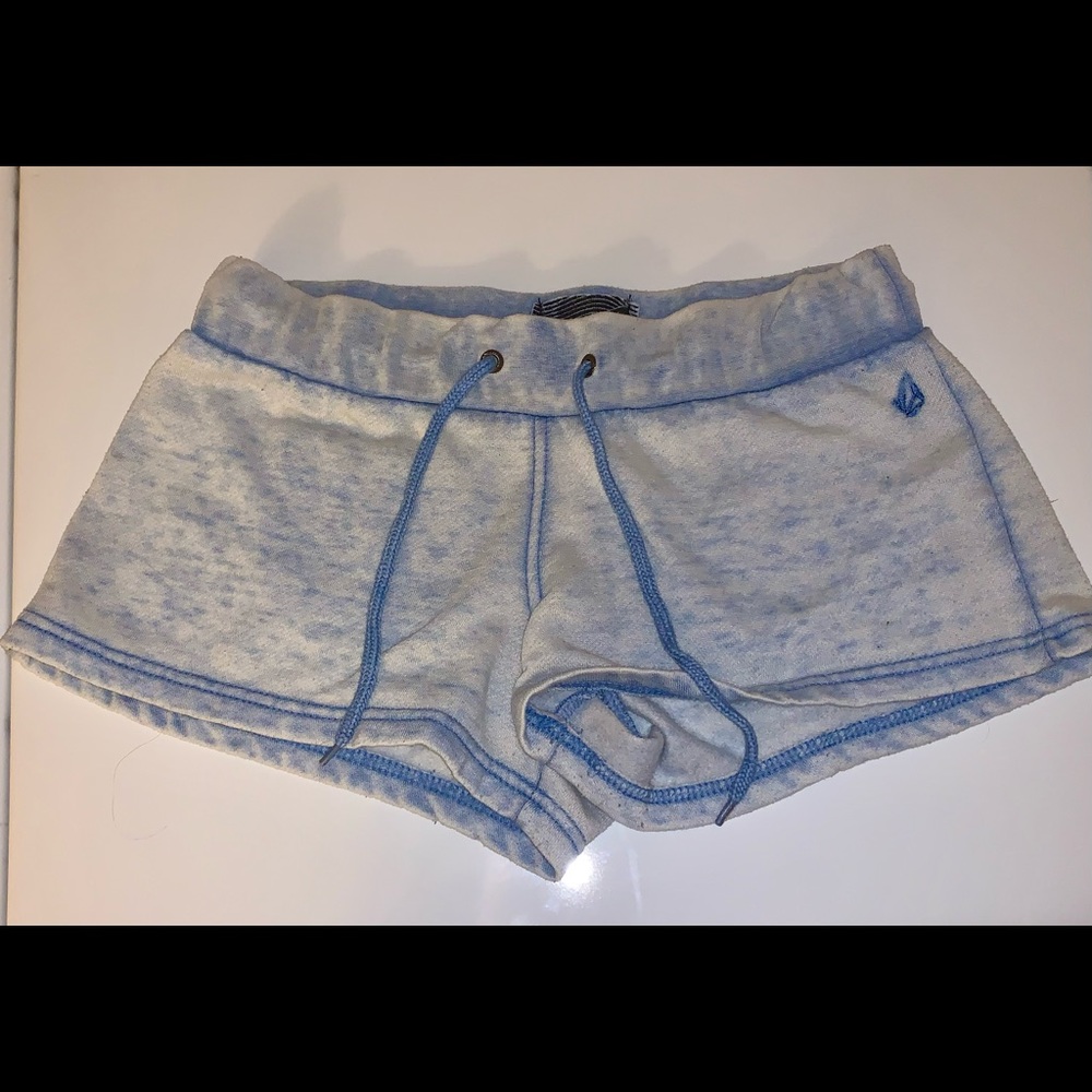 Volcom Womens Blue Mineral Wash Short Shorts Small